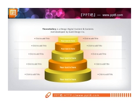 圆柱型金字塔层级递进关系PPT图表素材