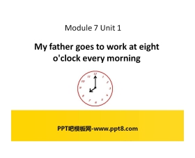 《My father goes to work at eight o'clock every morning》PPT课件4