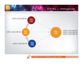 简单扁平化聚合关系PPT图表