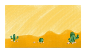 卡通沙漠仙人掌PPT背景图片