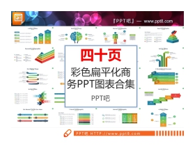 40张彩色扁平化PPT图表大全