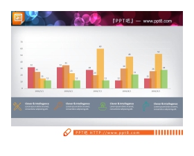 四数据项柱状图PPT图表