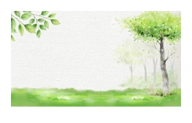 清新绿色水彩树木叶子PPT背景图片
